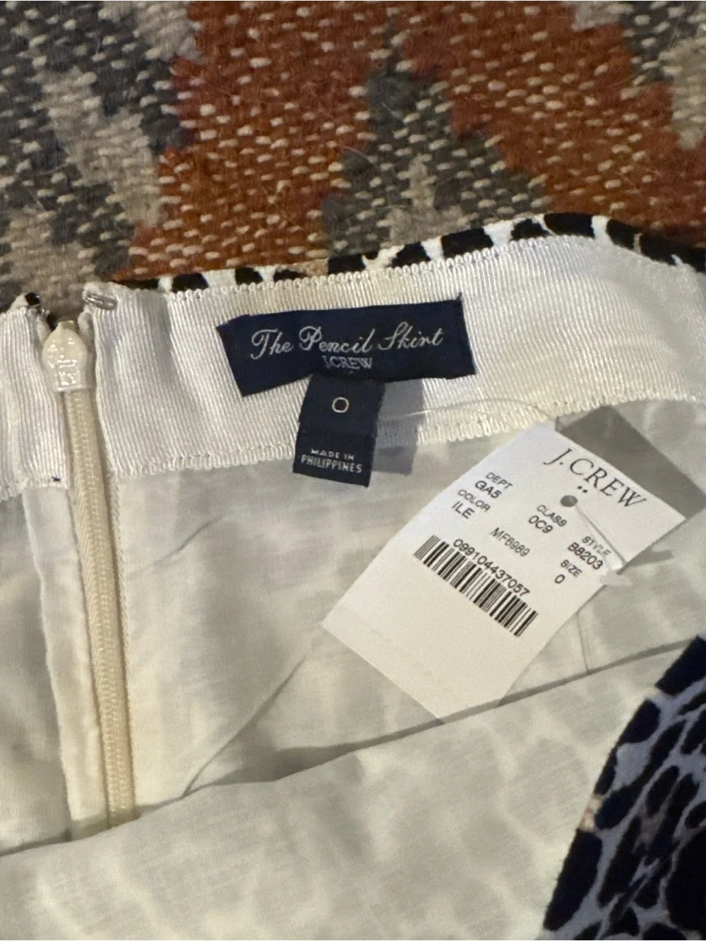 NWT J Crew Leopard Print Pencil Skirt - Black, White & Tan